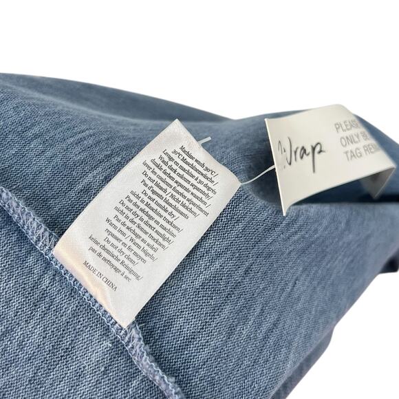 Wrap London Garment Dyed Top Blouse Tee Shirt Hemp Cotton Blue Size US 12 - Picture 12 of 12